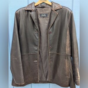 Excelled Genuine Leather Car Coat  size Large 
Distressed Bomber like
